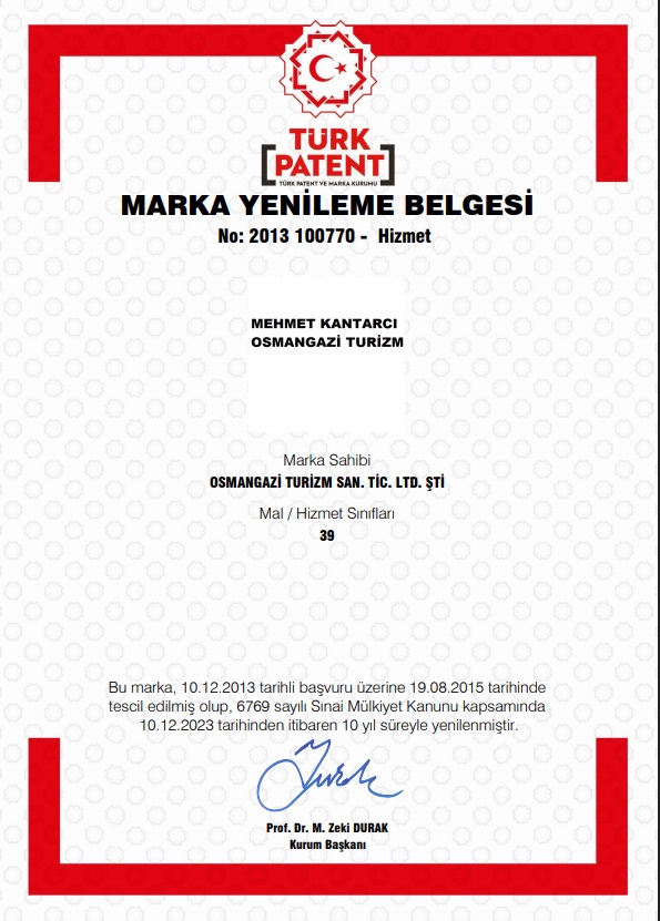 Marka Tescil Belgesi